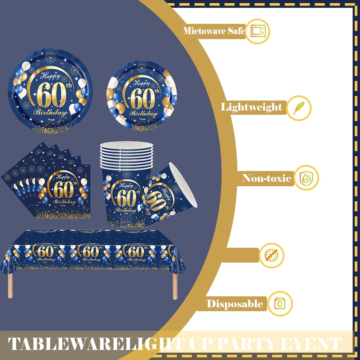 زينة عيد ميلاد 60 باللون الأزر - مراجعة Table Number Gold وسعره
